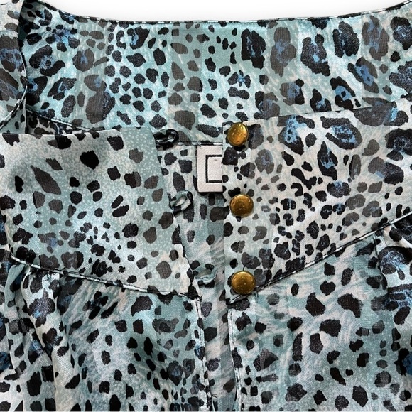 Simonton Says Animal Print Semi Sheer Blouse sz M - Picture 3 of 14